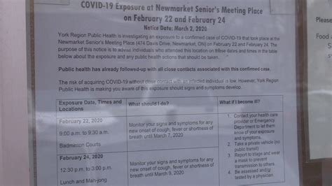 Sixth coronavirus case confirmed in York Region with possible exposure at seniors' centre | CTV News