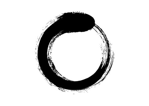 Black enso zen circle on white background. Round logo icon in art paint ...