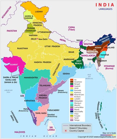 Language Map of India, Different Languages Spoken in India | Language ...