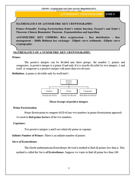 UNIT III ASYMMETRICCRYPTOGRAPHY | PDF | Prime Number | Cryptography