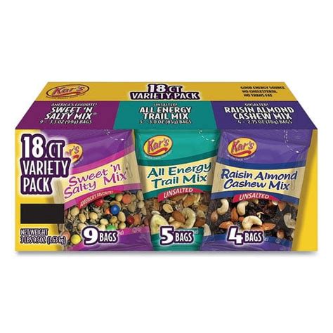 Kars Trail Mix Variety Pack, Assorted Flavors, 18 Packets/Box, Delivered in 1-4 Business Days ...