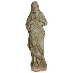 Carved Stone Jesus Garden Statue at 1stDibs | jesus garden statues, jesus stone statue