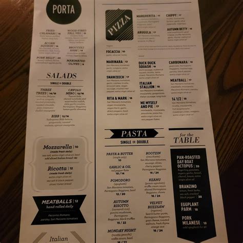 Menu at Porta Montclair pub & bar, Montclair