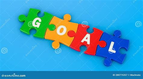 Goal from Colored Puzzles, 3D Rendering Stock Illustration - Illustration of concept, jigsaw ...
