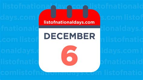 DECEMBER 6TH: National Holidays,Observances & Famous Birthdays