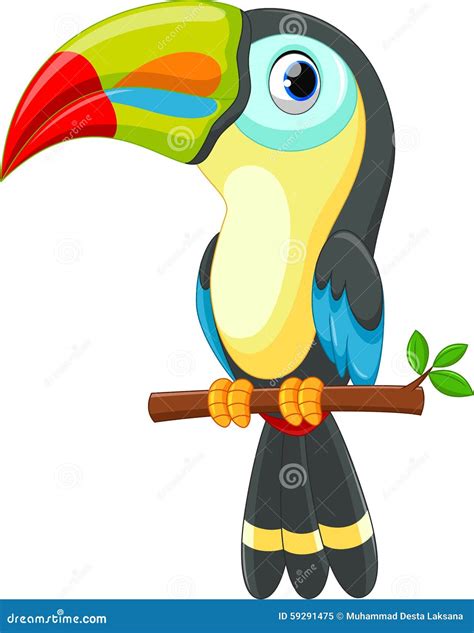 Cute toucan bird cartoon stock illustration. Illustration of green - 59291475