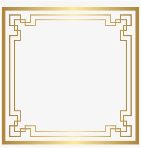 Square Gold Golden Frame Border Squareframe Decoration - Art Deco Frame Clipart - Free ...