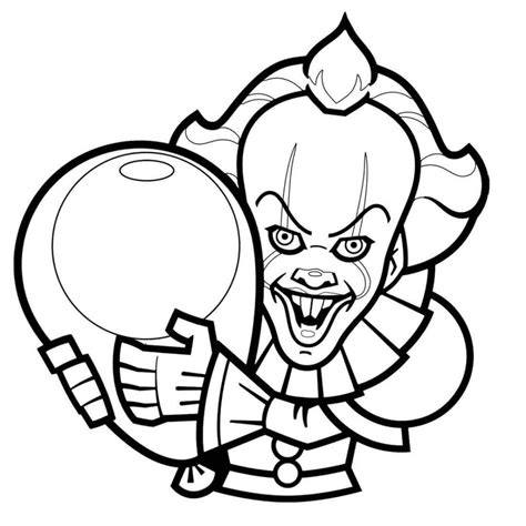 Desenhos de Pennywise e um Balão para Colorir e Imprimir ...