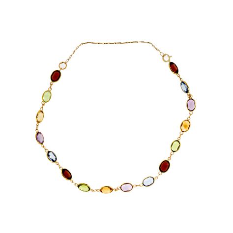 14K Yellow Gold Multi-Color Gemstone Bracelet