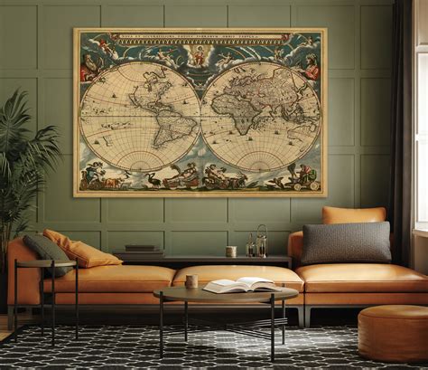 Old World Map Canvas Vintage World Map Canvas Art Old World - Etsy Canada