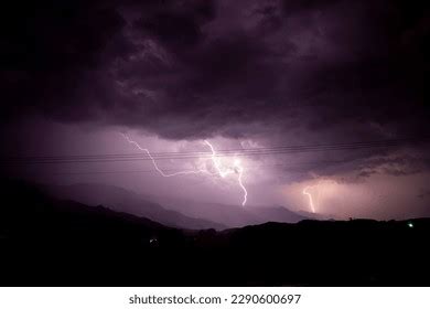 Night Sky Heavy Storm Lightning Pindus Stock Photo 2290600697 ...