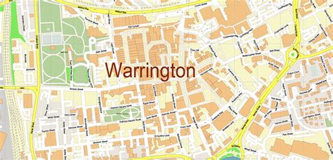 Warrington Area UK Map Vector City Plan High Detailed Street Map ...