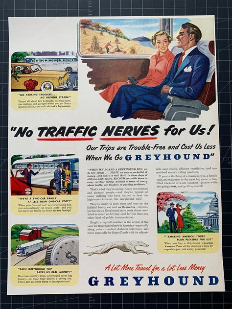 Vintage 1950s Greyhound Bus Print Ad | Etsy