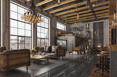 Loft Living Room Design With Modern Industrial Style - RooHome ...