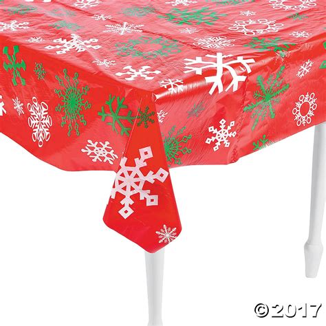 Red Snowflake Plastic Tablecloth Roll - 100Ft. Party Supplies Canada ...