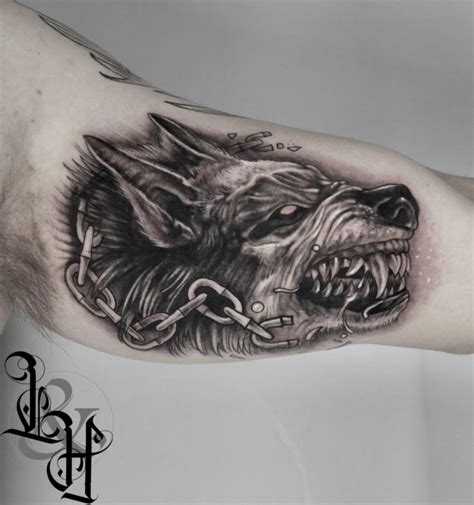 Black and Grey Evil Wolf Tattoo - Love n Hate