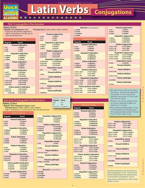 Latin Verb-Conjugations QuickStudy Guide