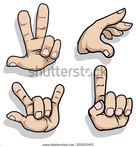 Set Cartoon Hand Signs Vector Illustration Stock Vector (Royalty Free ...