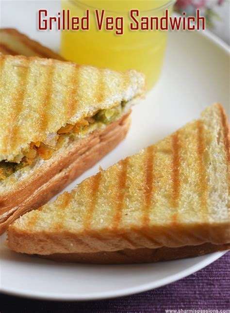 Veg Grilled Sandwich Recipe | Vegetable Grilled Sandwich - Sharmis Passions