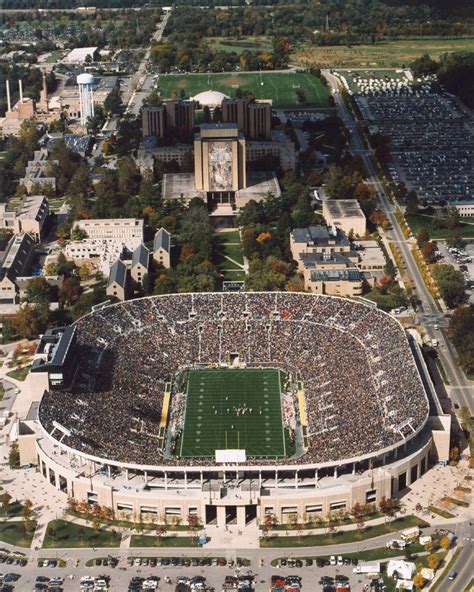 Touchdown Jesus - Aerial Of Notre Dame Stadium | Big 10 Football Framed Print