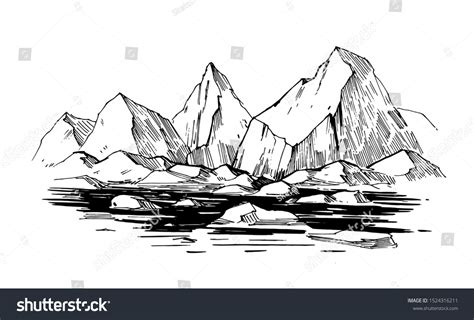 Arctic Sketch Icebergs Northen Landscape Hand Stock Vector (Royalty ...