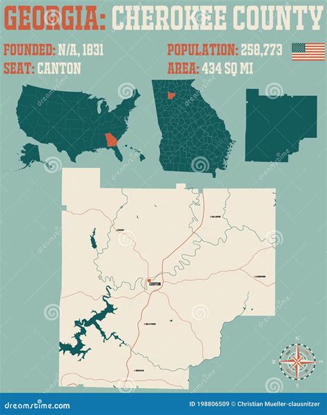 Map of Cherokee County in Georgia Stock Vector - Illustration of ...