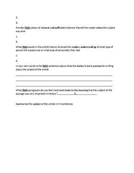 James Oglethorpe Biography Article and Assignment Worksheet | TpT