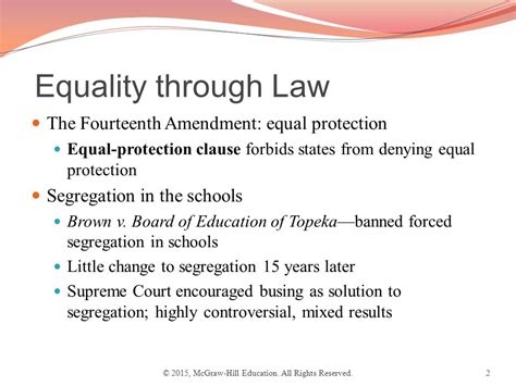 Chapter 5. Equality through Law The Fourteenth Amendment: equal protection Equal-protection ...