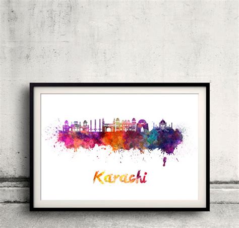 Karachi Skyline in Watercolor Over White Background With Name - Etsy