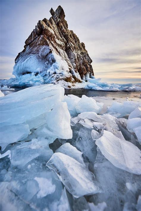 Baikal Lake in winter stock image. Image of sunrise - 137584979