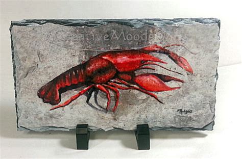 Crawfish Crayfish Art on Slate - Etsy