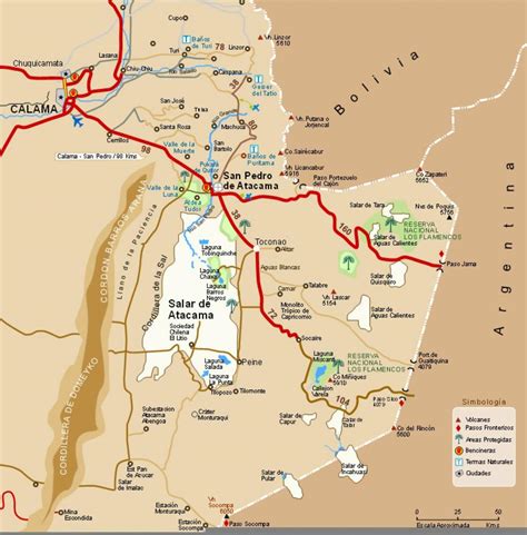 Chile-öken karta - Atacamaöknen i Chile karta (Sydamerika - nord-och sydamerika)