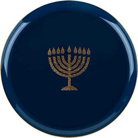 EcoQuality 8.6"inch Round Plastic Plates Blue Hanukkah Salad Plates ...