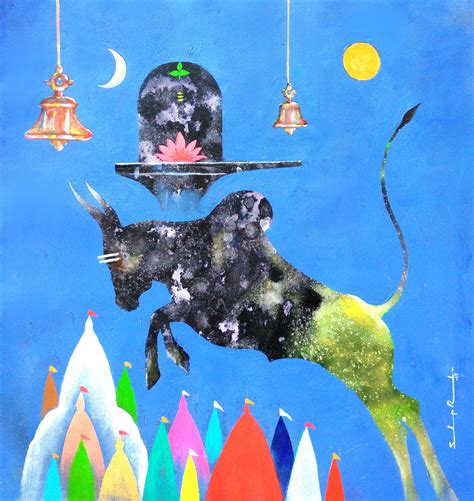 Buy Painting Lord Shiva Nandi 1 Artwork No 13442 by Indian Artist Asr Sandeep Rawal