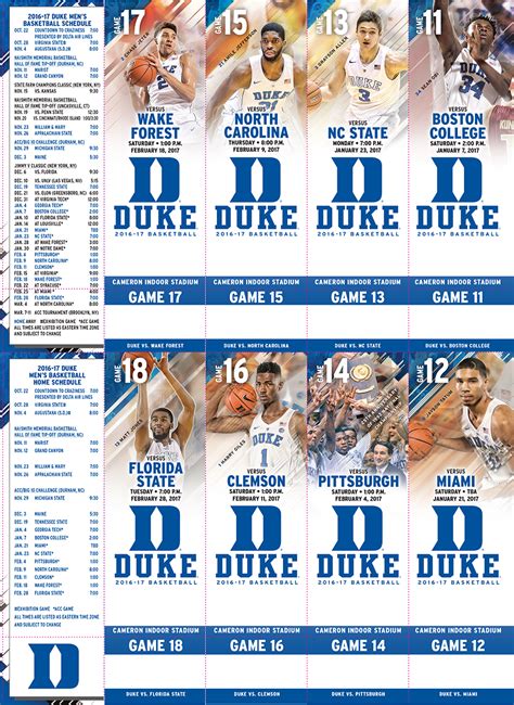 Front Row Creative / Justin Wollard - 2016-17 Duke Men's Basketball Tickets