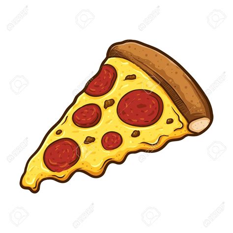 Ilustración de vector de deliciosa rebanada de pizza de pepperoni con queso derretido, dibujado ...