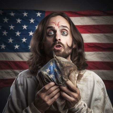 Free Photo Prompt | American Jesus with Moth and American Flag