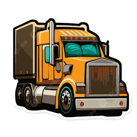 Cartoon Semi Truck Sticker With Open Windows Vector Clipart, Flatbed Truck, Flatbed Truck ...