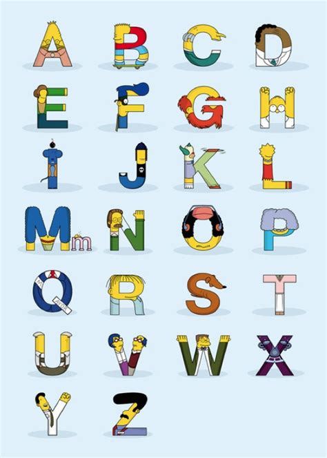 Simpsons Characters In the Form of Letters of the Alphabet