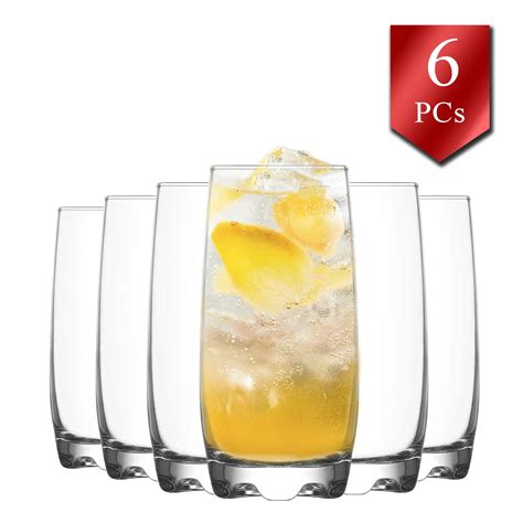 LAV Drinking Glass 13.2 oz-390 cc, 6 Pcs Durable Design Glasses Tumbler ...