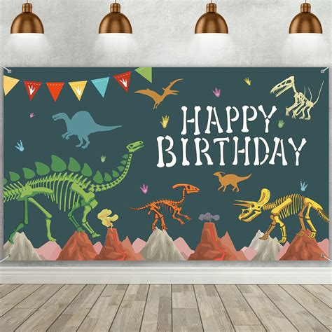 Buy Dinosaur Birthday Backdrop Large Dinosaur Happy Birthday Photography Background Dinosaur ...