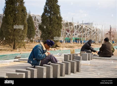 2008 Beijing Olympic National Stadium under construction Stock Photo ...