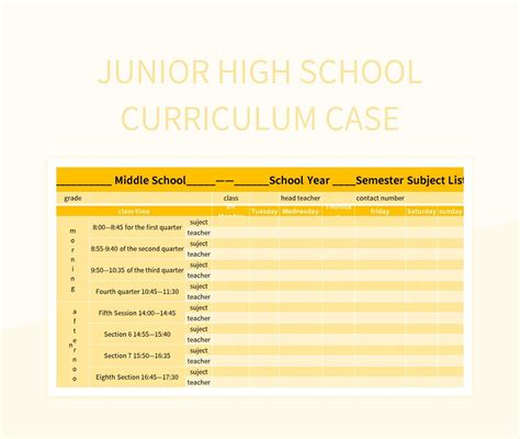 Free Junior High School Curriculum Templates For Google Sheets And Microsoft Excel - Slidesdocs