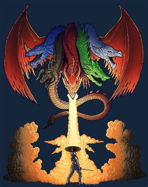 ArtStation - Dungeons and Dragons Tiamat T-Shirt Design, Justin Sadur | Dungeons and dragons art ...