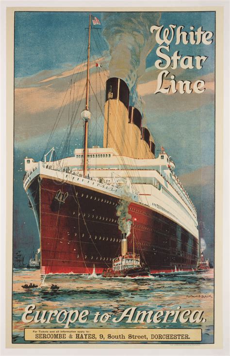 Original Ship Poster by M. B. Black: RMS Olympic – White Star Line