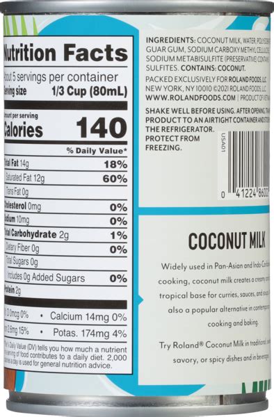 Coconut Milk Can Nutrition