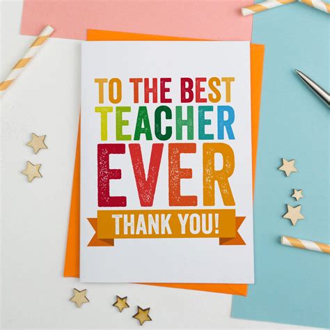 Best Teacher Card Thank You Teacher Card Congratulations Cards Greeting Cards