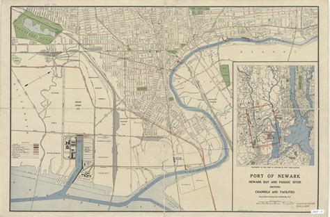 "Port of Newark - Newark Bay a Passaic River - showing channels a facilities from Union County ...