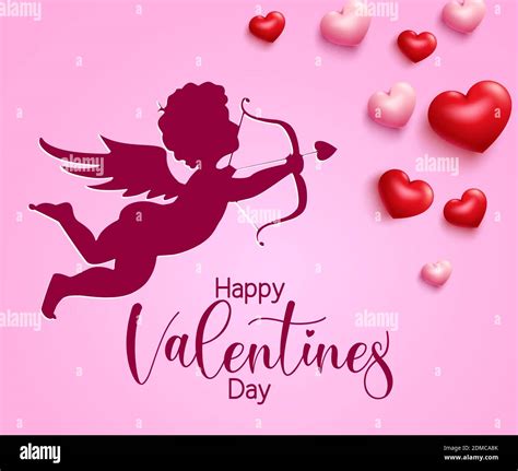 Valentine's cupid vector background design. Happy valentine's day text with cupid character ...