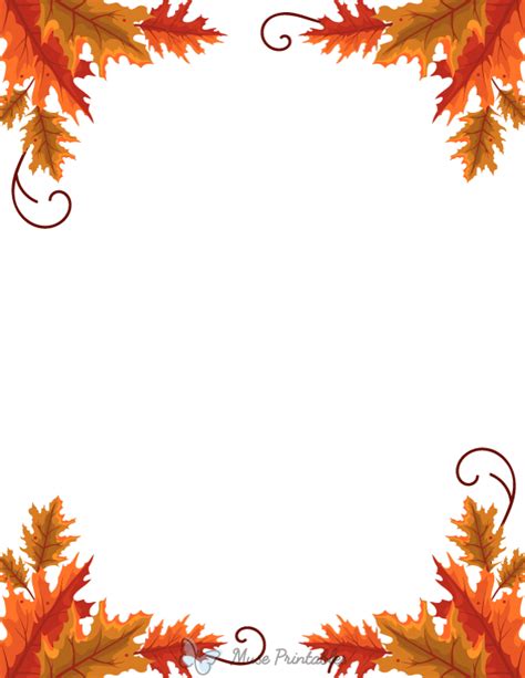 Printable Corner Fall Oak Leaf Page Border